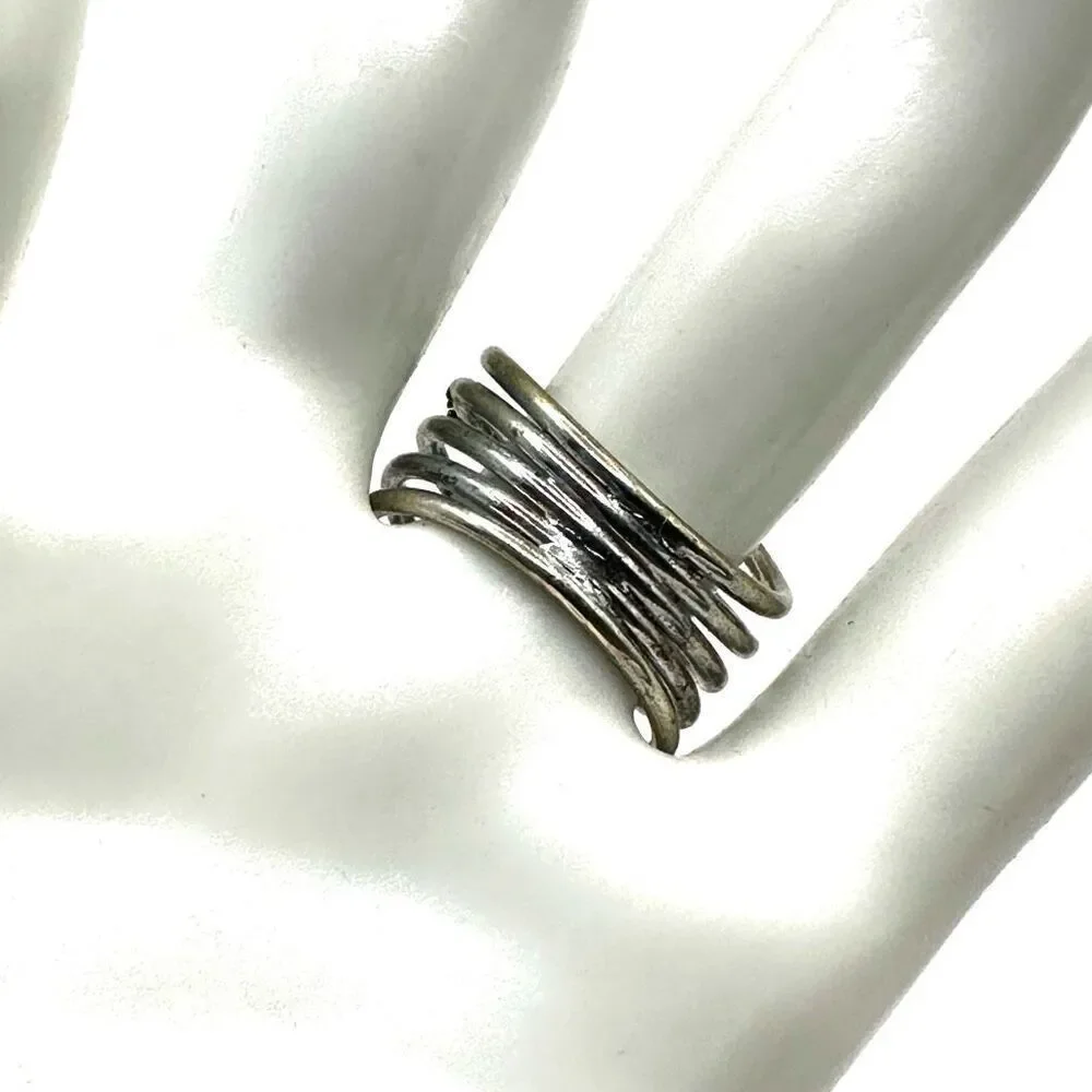 Silver tone multi rhinestone ring